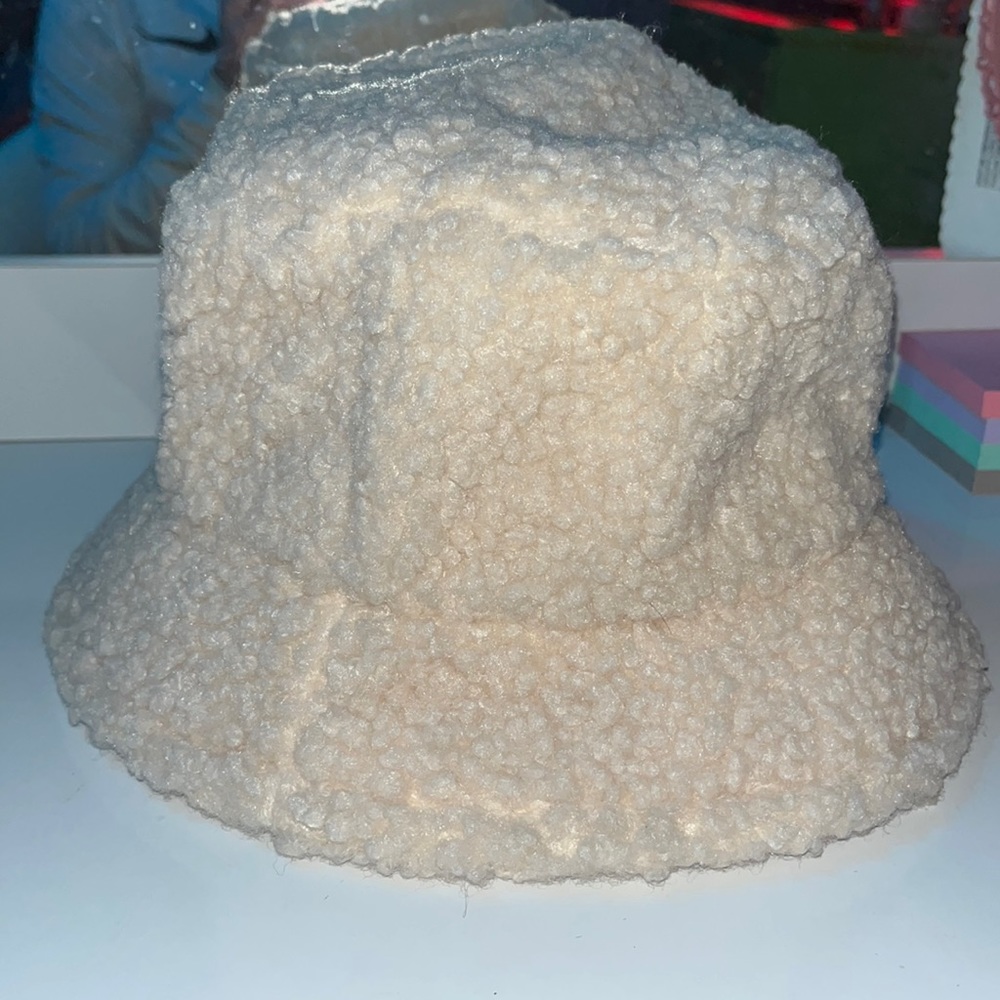 white bucket hat